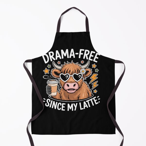 Item preview, Drama-Free Since My Latte Highland Cow Wearing Heart designed and sold by MarlaMaloneShop.