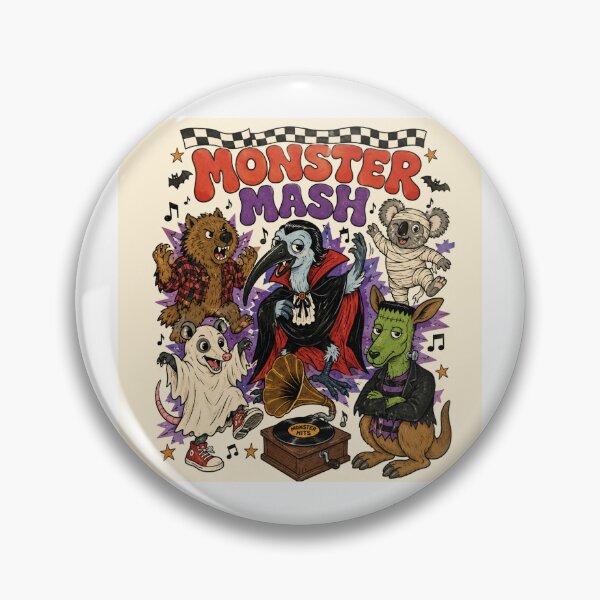 Item preview, Monster Mash Aussie Animals Halloween Party Retro Kangaroo Monster Wombat Werewolf Possum Ghost designed and sold by Yellowriversss.