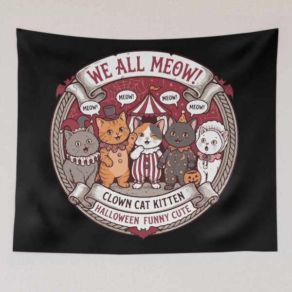 Item preview, We All Meow Funny Cute Halloween Clown Cats  designed and sold by Brexmore3.
