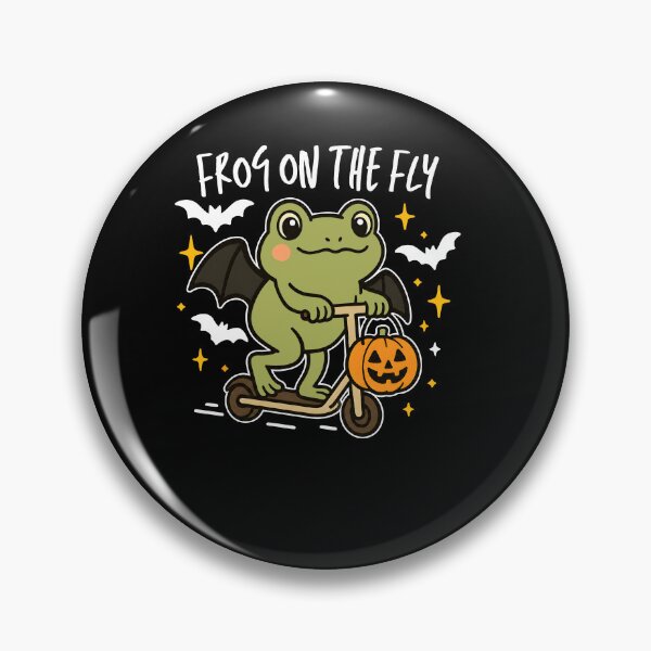 Item preview, Frog On The Fly Frog Riding A Scooter With Pumpkin Halloween Bats designed and sold by MarlaMaloneShop.