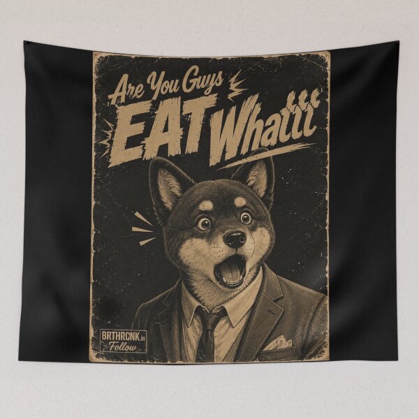 Item preview, Are You Guys Eat Whattt Funny Shocked Shiba Dog In Suit Vintage Meme Poster designed and sold by BRTHRCNK01.