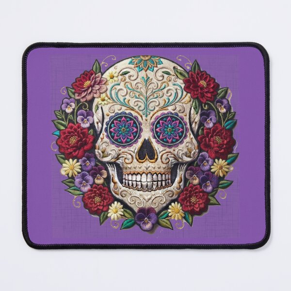 Item preview, Purple Embroidered sugar skull designed and sold by Anne Londez Studio.