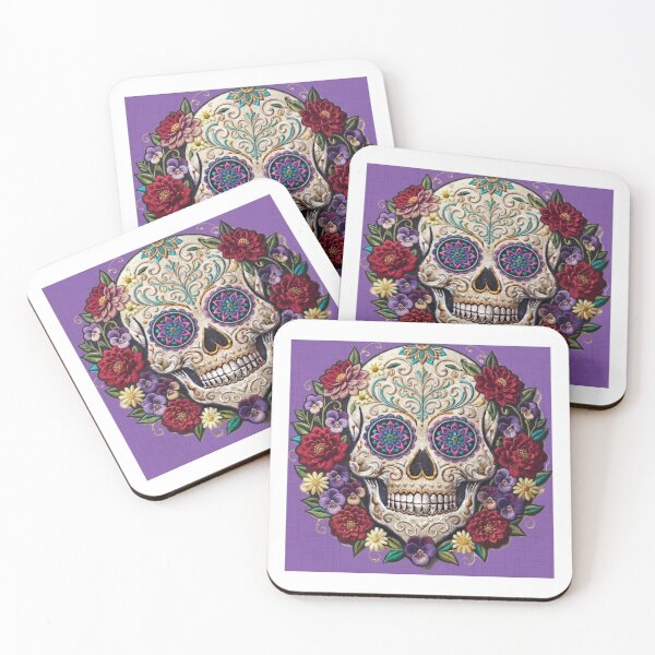 Item preview, Purple Embroidered sugar skull  designed and sold by Anne Londez Studio.