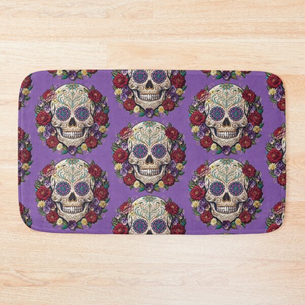 Item preview, Purple Embroidered sugar skull  designed and sold by Anne Londez Studio.