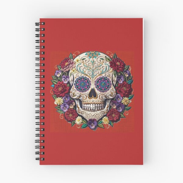 Item preview, Red Embroidered sugar skull  designed and sold by Anne Londez Studio.