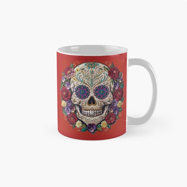 Item preview, Red Embroidered sugar skull  designed and sold by Anne Londez Studio.