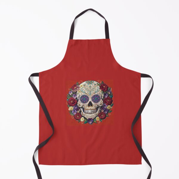 Item preview, Red Embroidered sugar skull designed and sold by Anne Londez Studio.