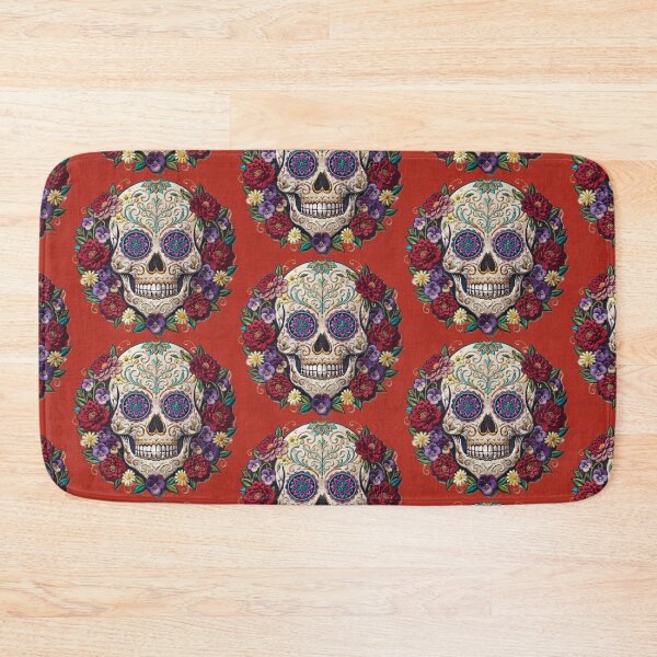 Item preview, Red Embroidered sugar skull  designed and sold by Anne Londez Studio.