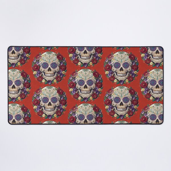 Item preview, Red Embroidered sugar skull  designed and sold by Anne Londez Studio.