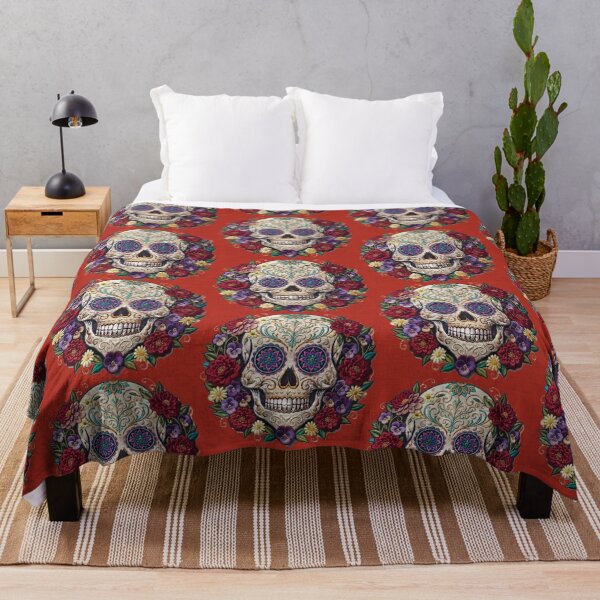Item preview, Red Embroidered sugar skull designed and sold by Anne Londez Studio.
