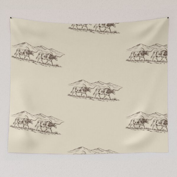 Item preview, Texas Longhorn Cattle Western Mountain Ranch Vintage Cowboy Design designed and sold by JonelCrafts.