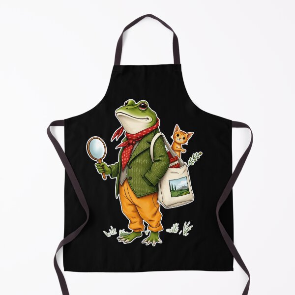 Item preview, Gentleman Frog Magnifying Glass Holding Tea With Cat designed and sold by MarlaMaloneShop.