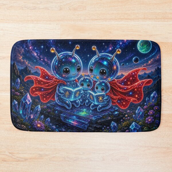 Item preview, Cute Alien Medanix Family - Cosmic Storytime Book Lovers Art designed and sold by Breezes-of-Ida.