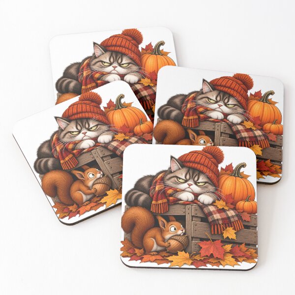 Item preview, Grumpy Cat With Pumpkin and Squirrel designed and sold by TOMSZE.