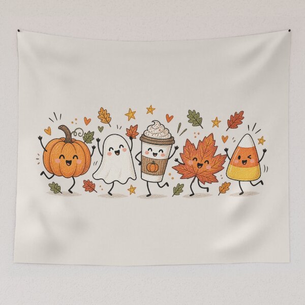Item preview, Cute Fall Pumpkin Ghost, Candy Corn Halloween, Cozy Autumn Aesthetic, Pumpkin Spice Latte, Cute Spooky Season Gift designed and sold by Quiajia.