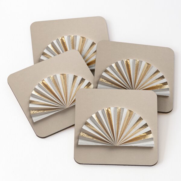Item preview, Minimalist Japandi Gold Plaster Folding Fan designed and sold by NovarianDesign.
