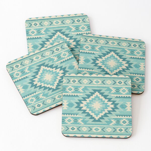 Item preview, Turquoise blue Southwestern kilim rug pattern designed and sold by Anne Londez Studio.