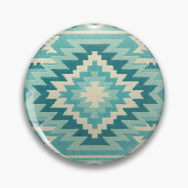 Item preview, Turquoise blue Southwestern kilim rug pattern designed and sold by Anne Londez Studio.