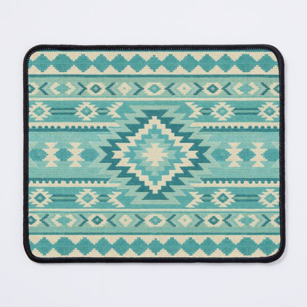 Item preview, Turquoise blue Southwestern kilim rug pattern designed and sold by Anne Londez Studio.
