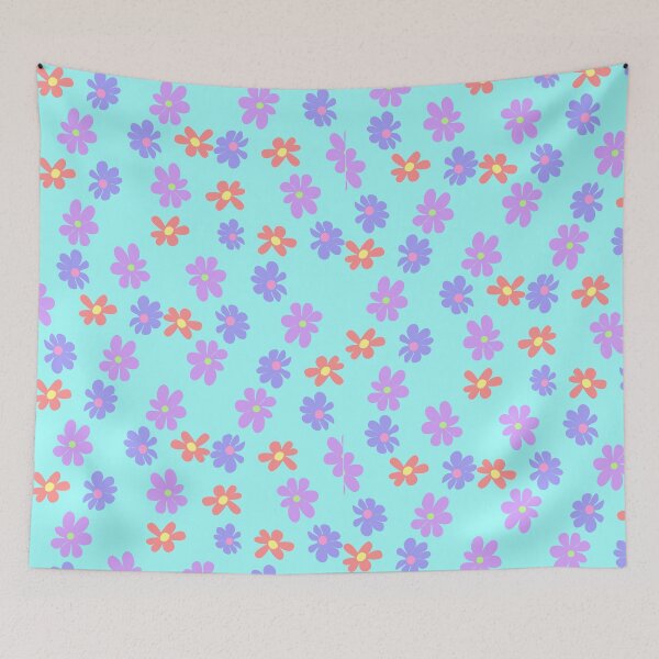 Item preview, Seamless Groovy Floral Pattern Background, Y2K Retro 70s Cute Daisy Flowers Repeat Backdrop, Pastel Blue Spring Summer Vector Texture designed and sold by KnaaInspired.