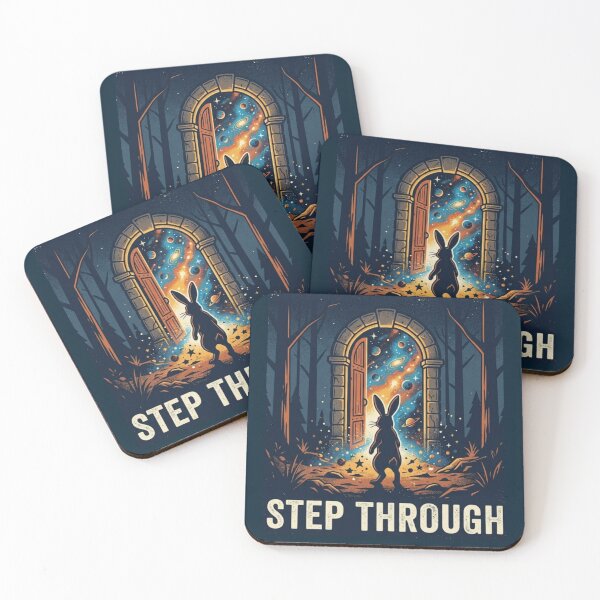 Item preview, Step Through – Cosmic Doorway Rabbit Illustration designed and sold by Dogandesighn.