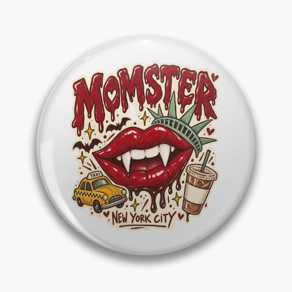 Item preview, Momster New York City Vampire Mom Retro Halloween NYC Taxi Vampire Lips Drippy Letters designed and sold by Yellowriversss.
