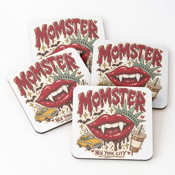 Item preview, Momster New York City Vampire Mom Retro Halloween NYC Taxi Vampire Lips Drippy Letters designed and sold by Yellowriversss.