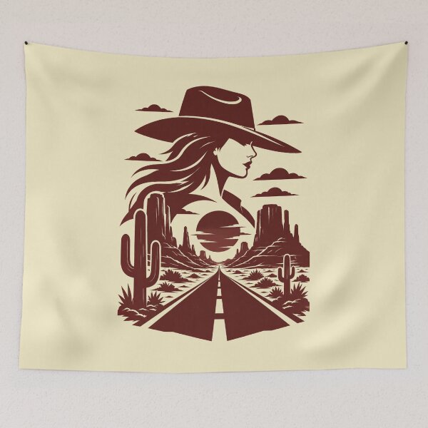 Item preview, Desert Cowgirl Western Highway Sunset Vintage Cowboy Road Trip designed and sold by JonelCrafts.