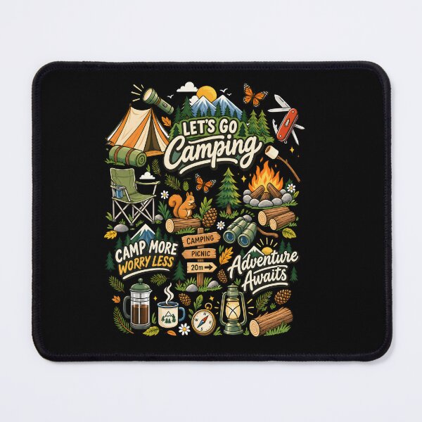 Item preview, Let's Go Camping Camp More Worry Less Adventure Awaits Tent Campfire Outdoor Camping designed and sold by MarlaMaloneShop.