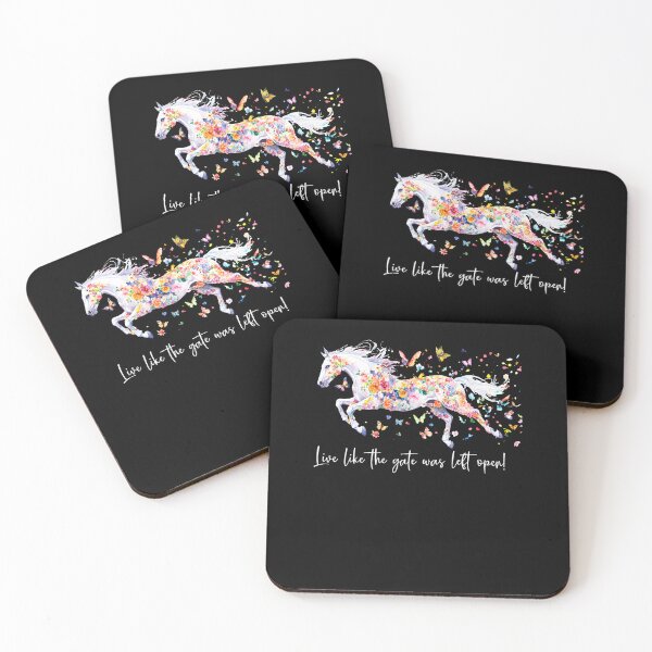 Item preview, Live Like The Gate Was Left Open Colorful Unicorn Running Through Flowers Fantasy designed and sold by MarlaMaloneShop.