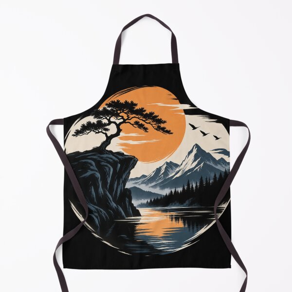 Item preview, Japanese Sunset Mountain Lake – Bonsai Tree Nature Landscape designed and sold by Punch-E415.