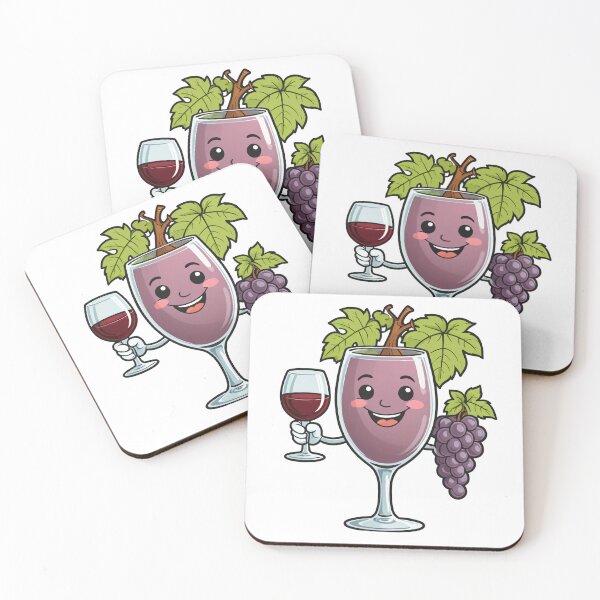 Item preview, Cute Wine Glass Character with Grapes Dynamic Action Pose – Wine lover gift designed and sold by michallechowicz.