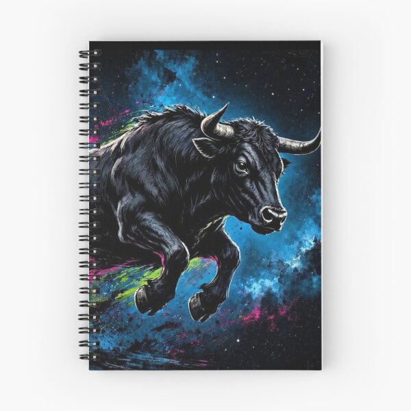 Item preview, Cosmic Charging Bull – Vibrant Neon Fantasy Illustration designed and sold by Dogandesighn.
