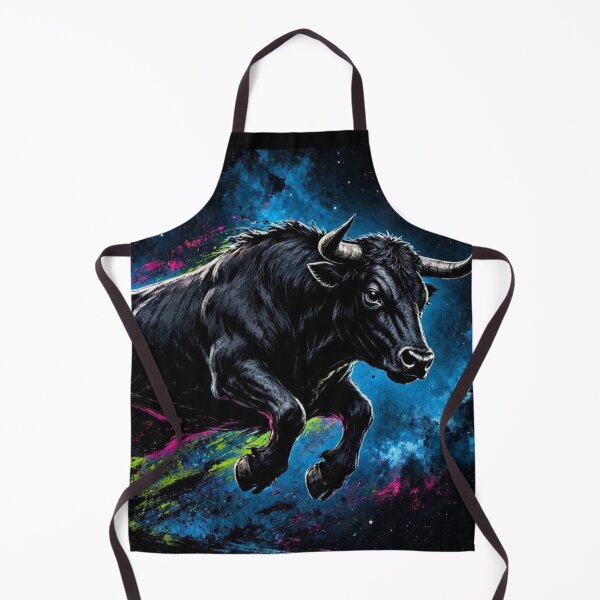 Item preview, Cosmic Charging Bull – Vibrant Neon Fantasy Illustration designed and sold by Dogandesighn.