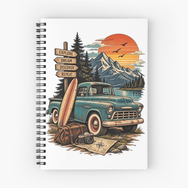 Item preview, Vintage Adventure Pickup Truck Mountain Retro Poster designed and sold by LarkLeaf.