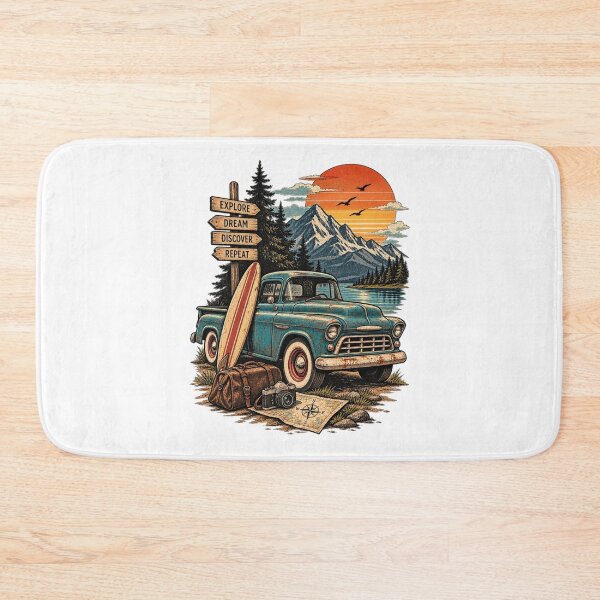 Item preview, Vintage Adventure Pickup Truck Mountain Retro Poster designed and sold by LarkLeaf.