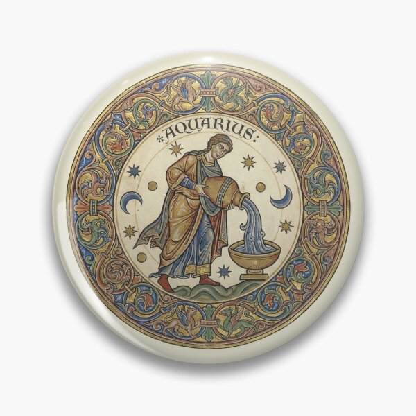 Item preview, Medieval Zodiac Aquarius: Illuminated Manuscript Water Bearer Art Print designed and sold by FreiherrPK.
