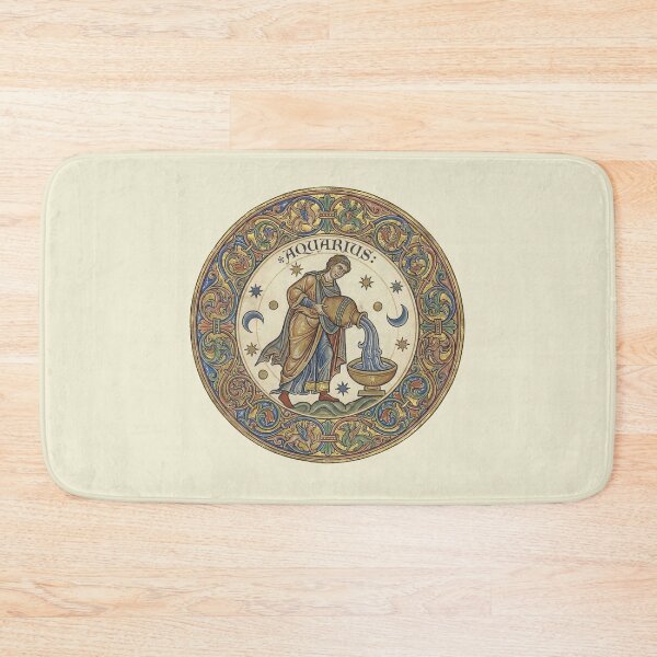 Item preview, Medieval Zodiac Aquarius: Illuminated Manuscript Water Bearer Art Print designed and sold by FreiherrPK.