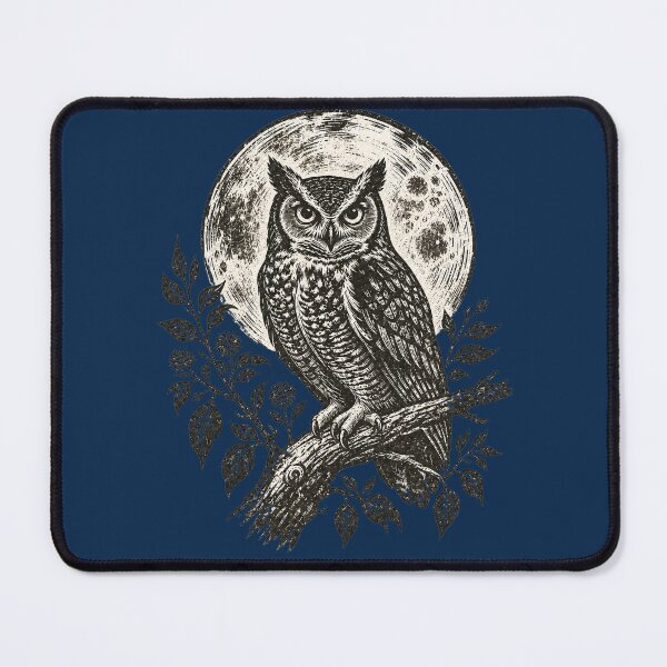 Item preview, Owl on Branch Full Moon Night Vintage Engraving designed and sold by Modern Antique Atelier .