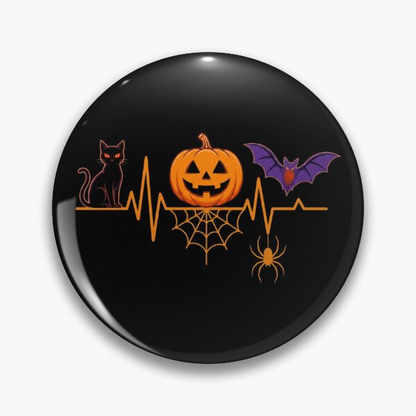 Item preview, Black Cat Pumpkin Bat Halloween Heartbeat designed and sold by DamianRoy88.