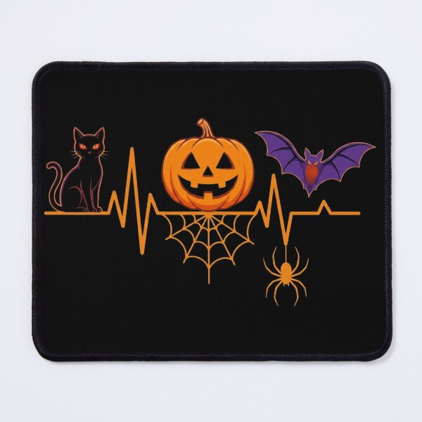 Item preview, Black Cat Pumpkin Bat Halloween Heartbeat designed and sold by DamianRoy88.
