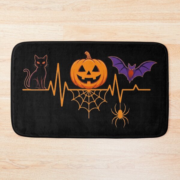 Item preview, Black Cat Pumpkin Bat Halloween Heartbeat designed and sold by DamianRoy88.