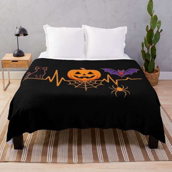 Item preview, Black Cat Pumpkin Bat Halloween Heartbeat designed and sold by DamianRoy88.