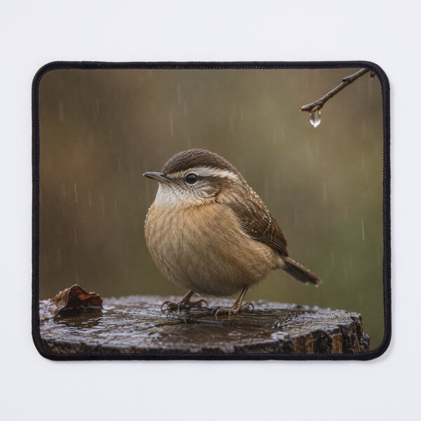 Item preview, Little Wren in Gentle Rain Photography Print designed and sold by BLUESKY11a.