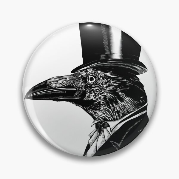 Item preview, Raven in top hat designed and sold by BoneAndWeave.