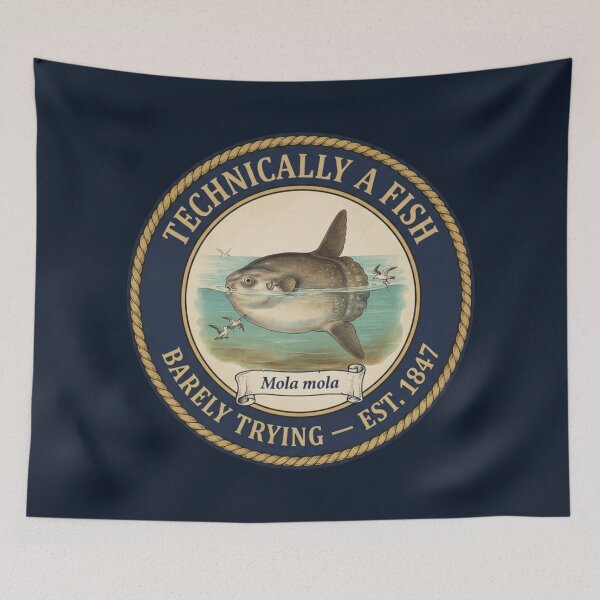 Item preview, Technically a Fish Ocean Sunfish Humor Badge designed and sold by CalmCapy Co.