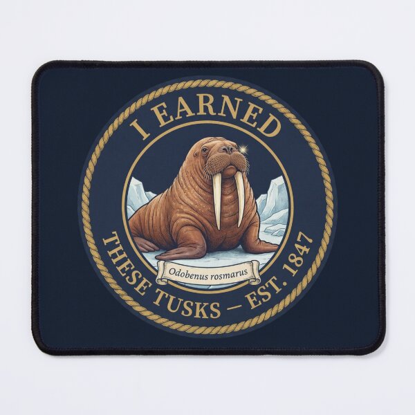 Item preview, I Earned These Tusks Walrus Club Humor Badge designed and sold by CalmCapy Co.