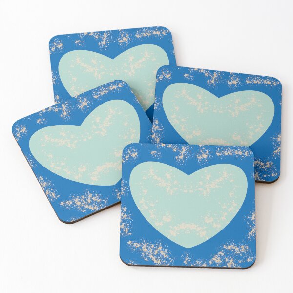 Aperçu de l'œuvre Light Blue Hearts Pattern on Royal Blue with Gold Glitter créée et vendue par CaramelCo.