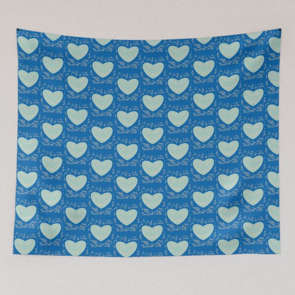 Aperçu de l'œuvre Light Blue Hearts Pattern on Royal Blue with Gold Glitter créée et vendue par CaramelCo.