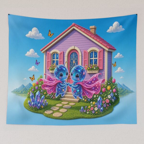 Item preview,  Cosmic Sweet Home - Cute Space Aliens at Fantasy House designed and sold by Breezes-of-Ida.